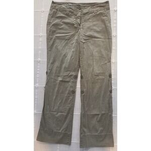 INC International Concepts Petite Olive Green Cargo Pants Button Detail Size 8P